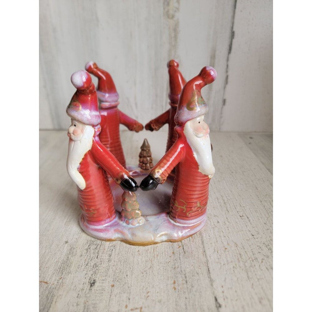 Santa candle holder ceramic vintage Xmas‎ home decor tree snow
